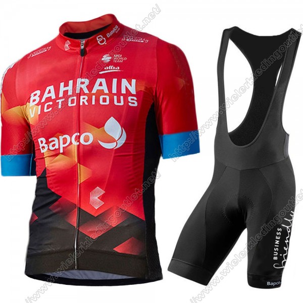 Bahrain Victorious 2021 Team Wielerkleding Fietsshirt Korte Mouw+Korte Fietsbroeken 80
