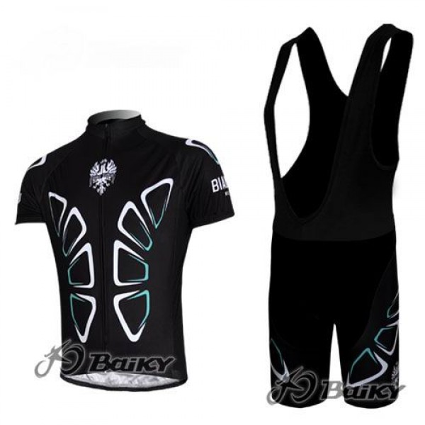 Bianchi Pro Team Fietsshirt Korte mouw Korte fietsbroeken Bib met zeem Kits zwart 4214