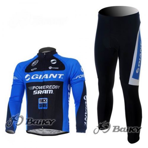 Giant Sram Pro Team Fietspakken Fietsshirt lange mouw+lange fietsbroeken zwart blauw 188 Giant Sram Pro Team Fietspakken Fietsshirt lange mouw+lange fietsbroeken zwart blauw 188
