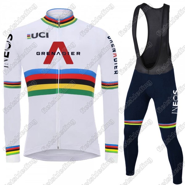 Team INEOS Grenadier UCI World Champion 2021 Mannen Wielerkleding Set Fietsshirts Lange Mouw+Lange Fietsrbroek Bib 2021178
