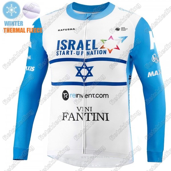 Winter Thermal Fleece Israel Start-Up Nation 2021 Wielerkleding Set Fietsshirts Lange Mouw+Lange Fietsrbroek Bib 2021491