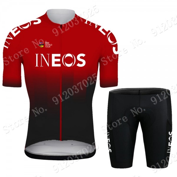 Red New Ineos Grenadier 2021 Team Fietskleding Fietsshirt Korte Mouw+Korte Fietsbroeken Bib 2021062613