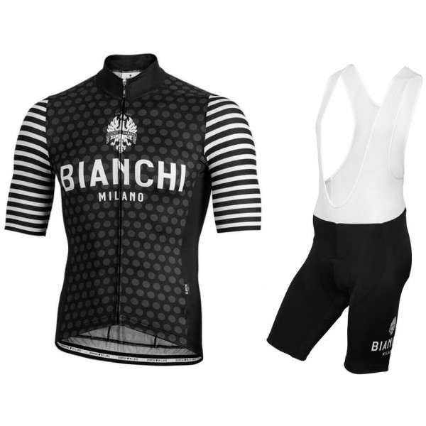 BIANCHI MILANO Davoli Black Fietskleding Set Fietsshirt Korte Mouw+Korte fietsbroeken Bib 190224054